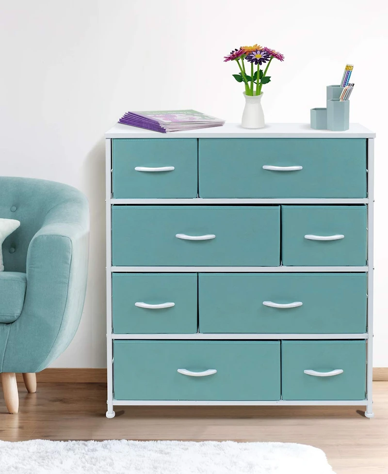 Sorbus Dresser with 8 Drawers - Storage Chest Organizer Steel Frame, Wood Top, Handles, Fabric Bins
