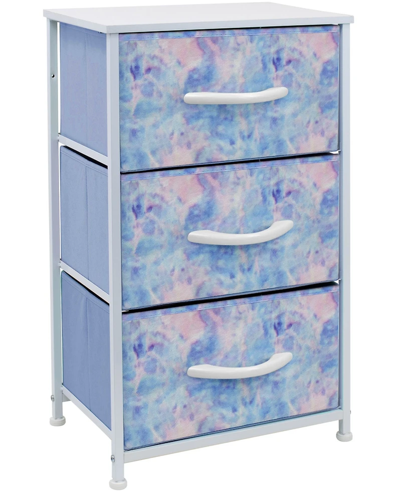 Sorbus Nightstand with 3 Drawers - Steel Frame, Wood Top & Easy Pull Fabric Bins - Perfect for Home, Bedroom