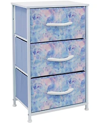 Sorbus Nightstand with 3 Drawers - Steel Frame, Wood Top & Easy Pull Fabric Bins - Perfect for Home, Bedroom