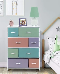 Sorbus Dresser with 8 Drawers - Storage Chest Organizer Steel Frame, Wood Top, Handles, Fabric Bins