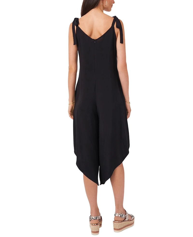 Vince Camuto Women's V-Neck Sleeveless Tie-Shoulder Angled-Hem Jumpsuit