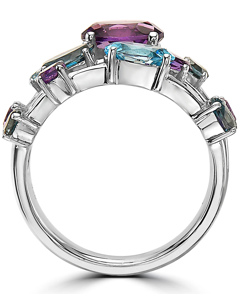 Effy Multi-Gemstone Triple Row Statement Ring (3-3/4 ct. t.w.) in Sterling Silver
