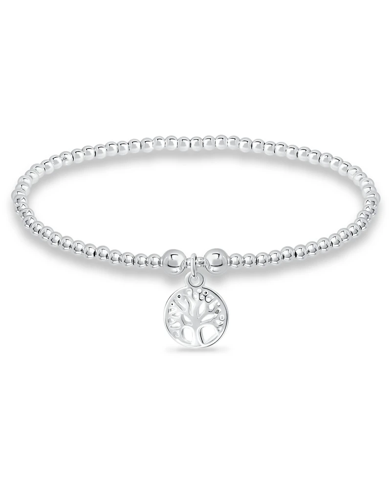 Bead Tree Of Life Charm Bracelet in Silver Plate