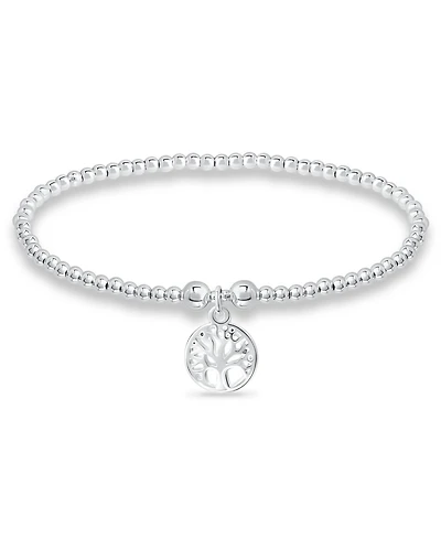 Bead Tree Of Life Charm Bracelet in Silver Plate