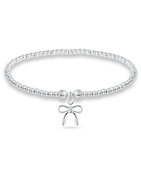 Bead Bow Charm Bracelet in Silver Plate