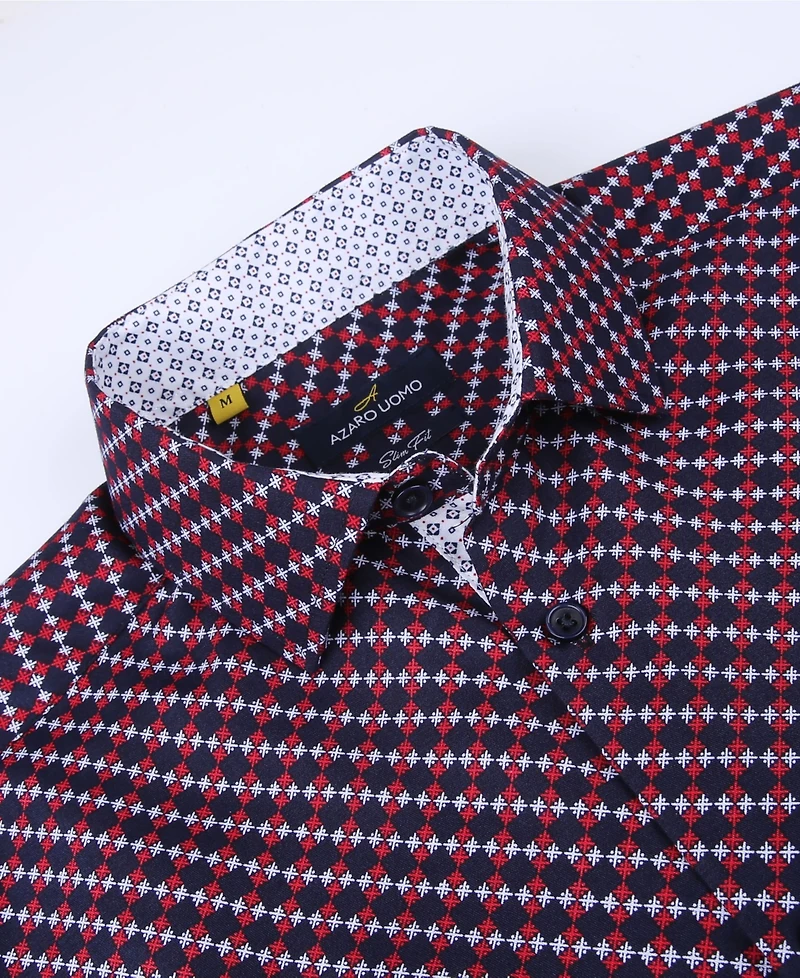 Men's Slim Fit Business Nautical Button Down Dress Shirt