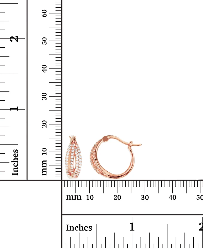 Cubic Zirconia Crossover Hoop Earrings Sterling Silver (Also 14k Gold Over or Rose Silver)