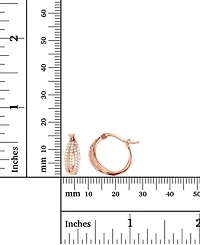 Cubic Zirconia Crossover Hoop Earrings Sterling Silver (Also 14k Gold Over or Rose Silver)