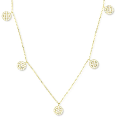 Cubic Zirconia Cluster Disc Dangle 17" Statement Necklace in Sterling Silver (Also in 14k Gold Over Silver)