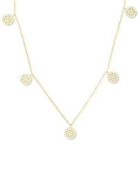 Cubic Zirconia Cluster Disc Dangle 17" Statement Necklace in Sterling Silver (Also in 14k Gold Over Silver)