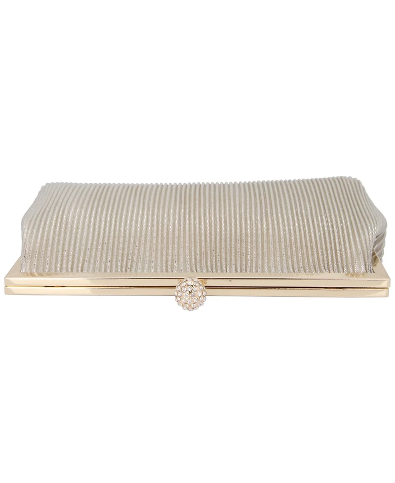 Women's Pleated Metallic Frame Clutch