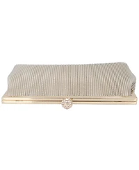 Women's Pleated Metallic Frame Clutch