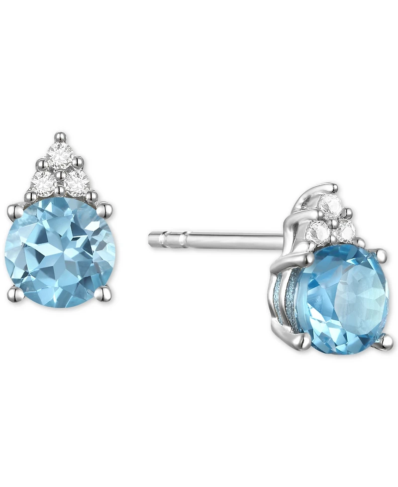 Gemstone & Diamond Accent Stud Earrings