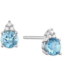 Gemstone & Diamond Accent Stud Earrings