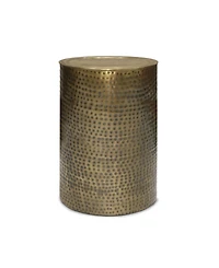 Simpli Home Corbin 16.1" Antique Gold Iron Wide Industrial Metal Side Table