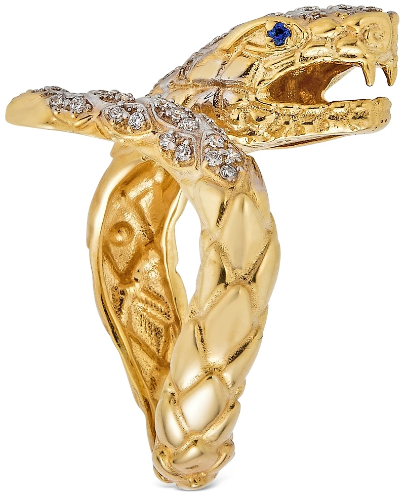 Diamond Snake Ring (1/4 ct. t.w.) in 14k Yellow Gold-Plated Sterling Silver