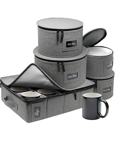 Sorbus 5-Piece Stackable Plate Carrier Set for Dinnerware, Plate Organization and Storage with Felt Plate Protector