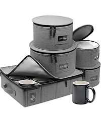 Sorbus 5-Piece Stackable Plate Carrier Set for Dinnerware, Plate Organization and Storage with Felt Plate Protector