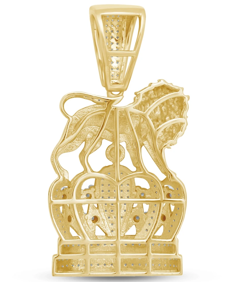Men's Diamond Crown & Lion Pendant (5/8 ct. t.w.) in 14k Gold-Plated Sterling Silver