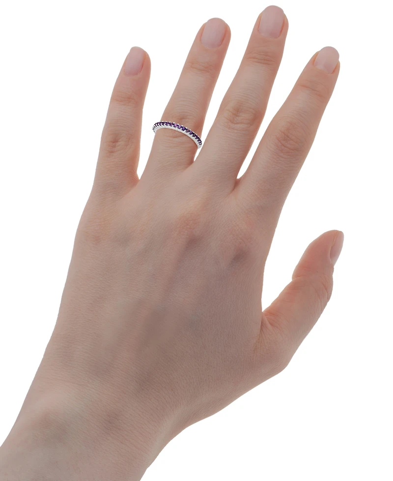 Gemstone Stack Ring Sterling Silver (Available Pink Sapphire and Blue Topaz)