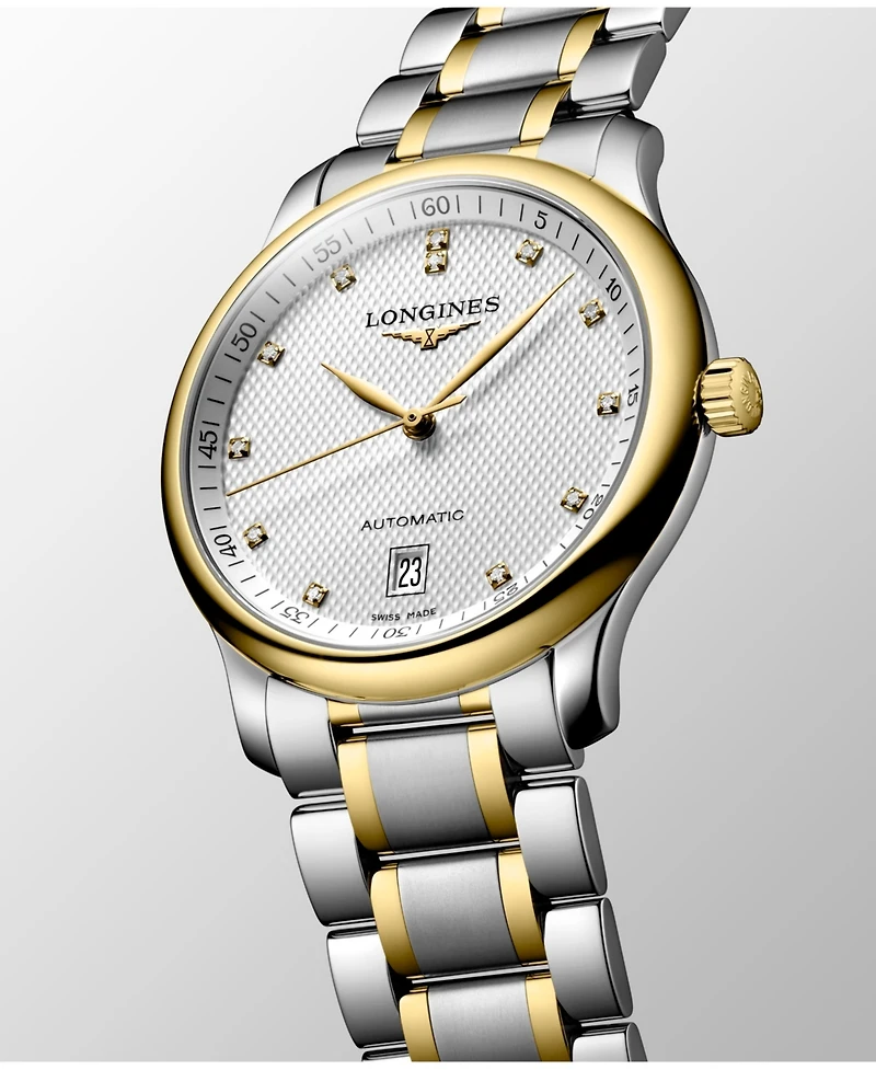 Longines Men's Swiss Automatic Master Diamond Accent 18k Gold and Stainless Steel Bracelet Watch 39mm L26285777