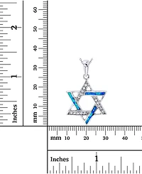 Lab-Created Blue Opal & Cubic Zirconia Star of David 18" Pendant Necklace in Sterling Silver