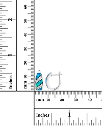Lab-Created Blue Opal & Cubic Zirconia Huggie Hoop Earrings in Sterling Silver