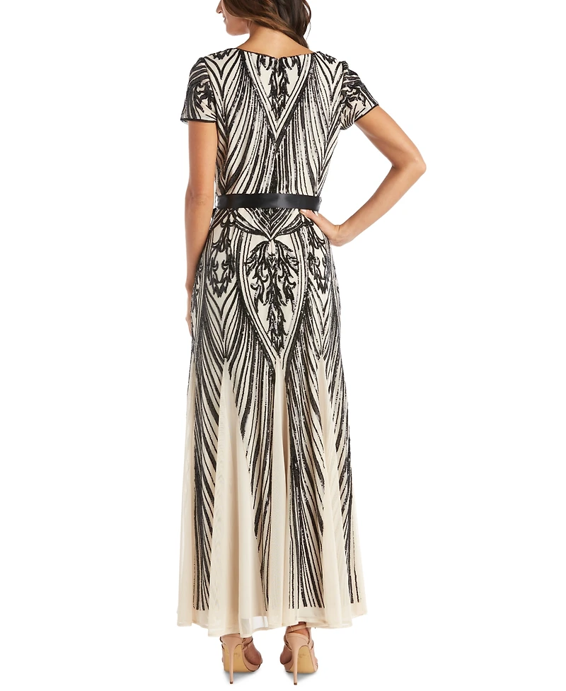 R & M Richards Sequined Belted Dress