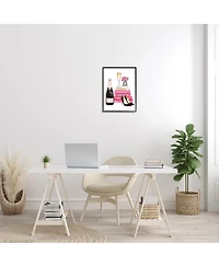 Stupell Industries Glam Pink Fashion Book Champagne Hells and Flowers Framed Giclee Art, 16" x 20"