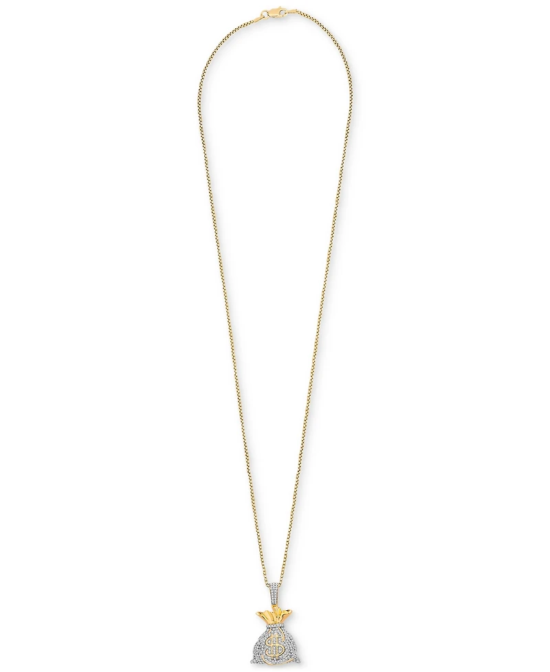 Men's Diamond MoneyBag 22" Pendant Necklace (1/2 ct. t.w.) in 14k Gold-Plated Sterling Silver