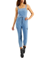Tinseltown Juniors' Belted Denim Jumpsuit