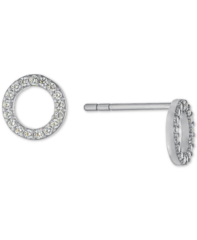 Cubic Zirconia Open Circle Stud Earrings in Sterling Silver