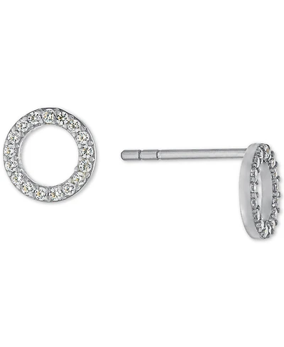 Cubic Zirconia Open Circle Stud Earrings in Sterling Silver