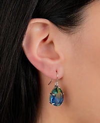 Crystal Ombre Pear Solitaire Drop Earrings in Sterling Silver