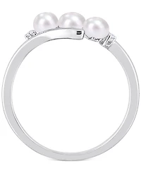 Cultured Freshwater Pearl (3-1/2-4mm) & Diamond Accent Bypass Ring Sterling Silver