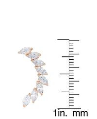 Cubic Zirconia Curved Post Rose Gold Plate Earrings