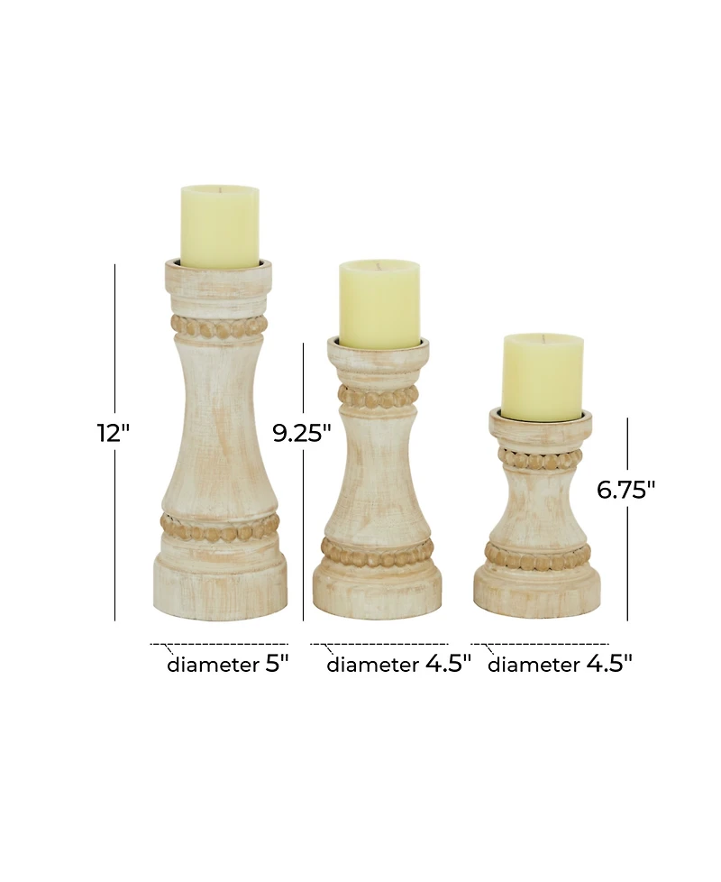 Wood Natural Candle Holder, Set of 3