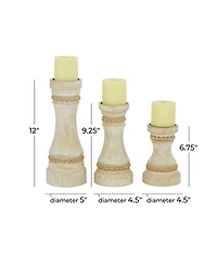 Wood Natural Candle Holder, Set of 3