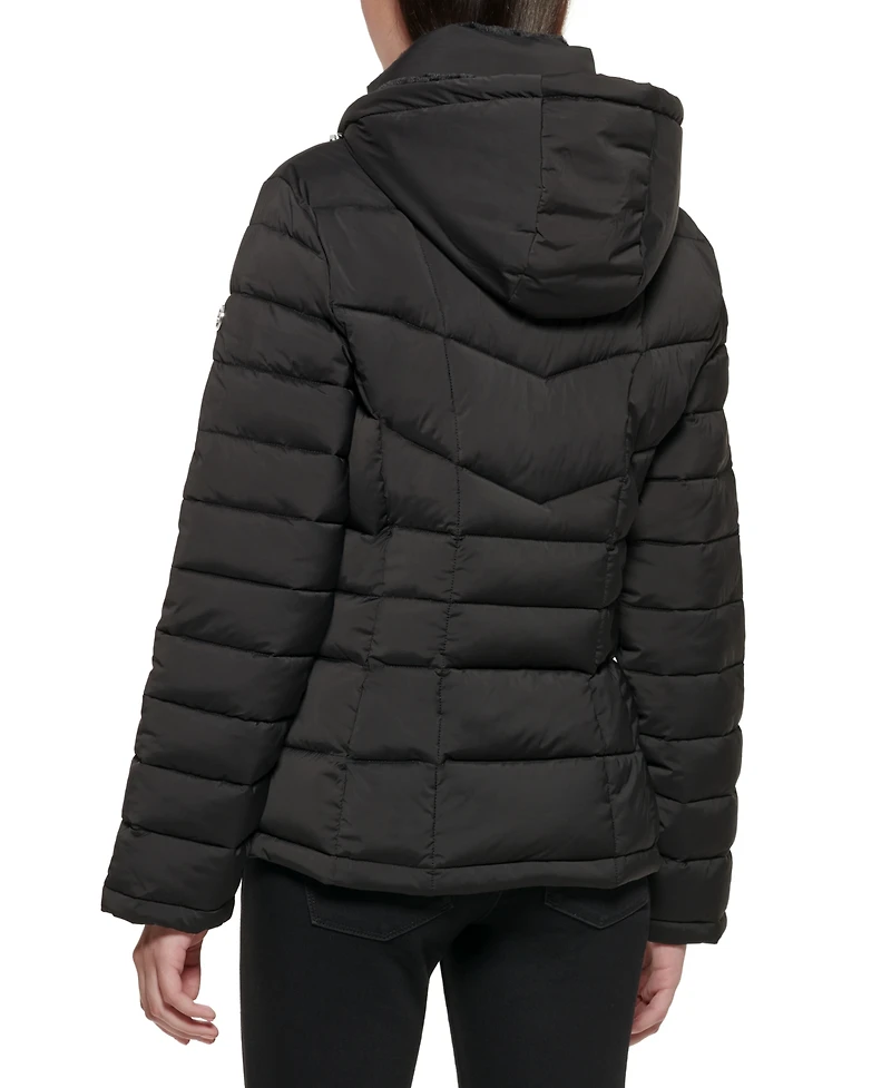 Calvin Klein Women's Faux-Fur-Trim Hooded Puffer Coat, Created for Macy's
