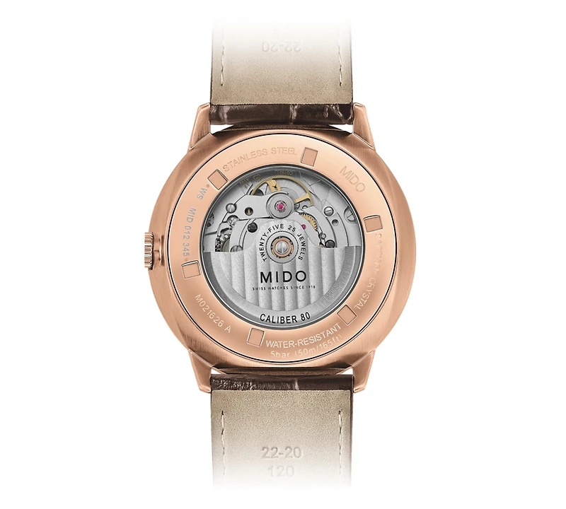 Mido Men's Swiss Automatic Commander Big Date Brown Leather Strap Watch 42mm