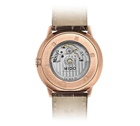 Mido Men's Swiss Automatic Commander Big Date Brown Leather Strap Watch 42mm