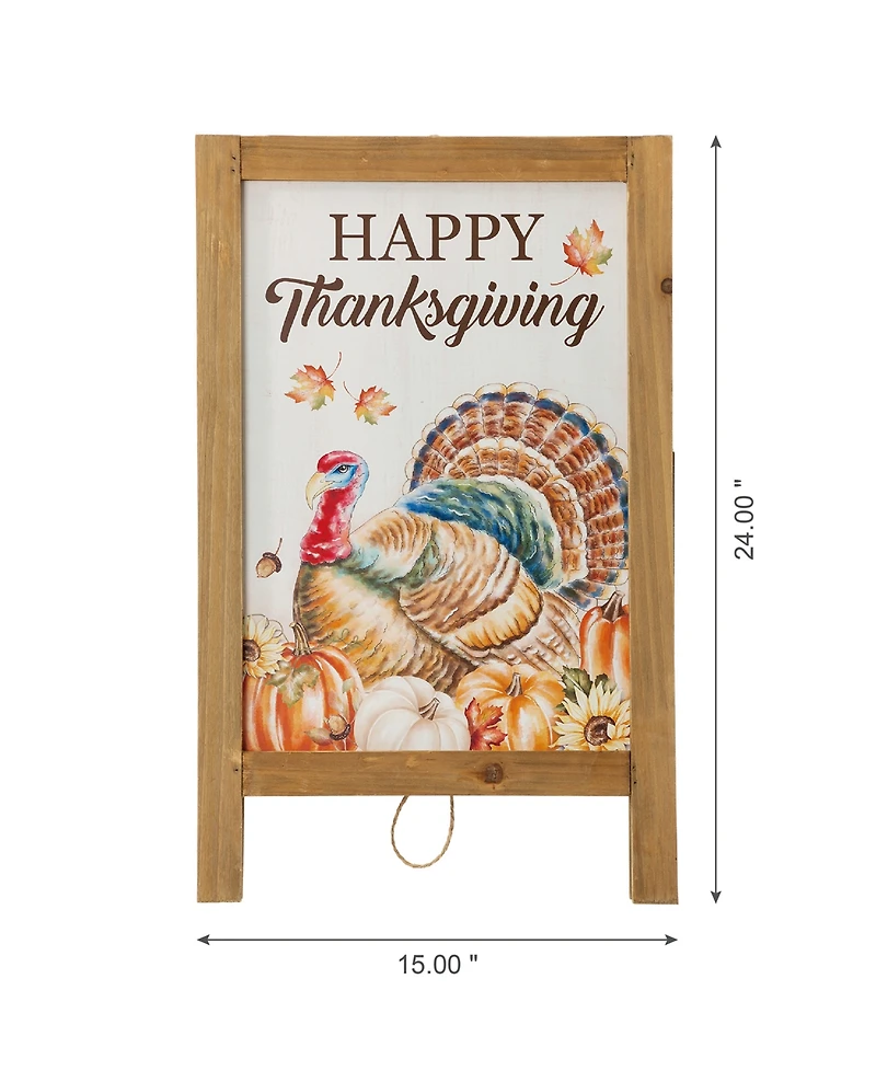 Glitzhome Thanksgiving Turkey Easel Porch Sign, 24"