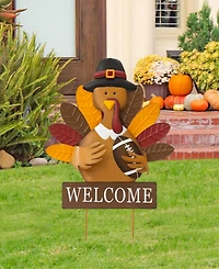 Glitzhome Thanksgiving Turkey Yard Stake or Hanging Wall Decor, 30"