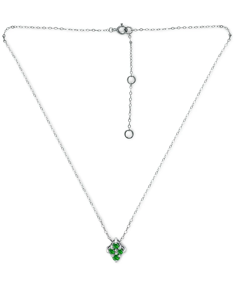 Giani Bernini Lab-Grown Green Quartz Cluster Pendant Necklace, 16" + 2" extender, Created for Macy's