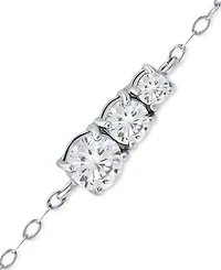 Giani Bernini Cubic Zirconia Graduated Three Stone Chain Link Ankle Bracelet in Sterling Silver, Created for Macy's
