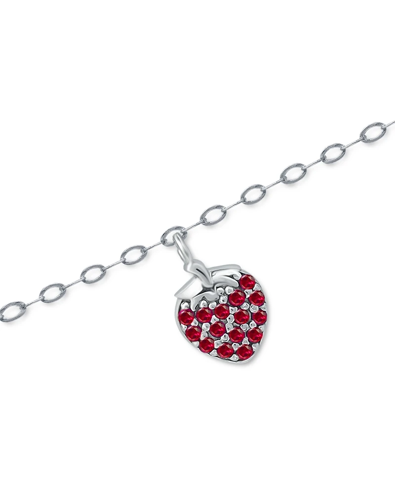 Giani Bernini Lab-Created Ruby Strawberry Cluster Ankle Bracelet in Sterling Silver, Created for Macy's