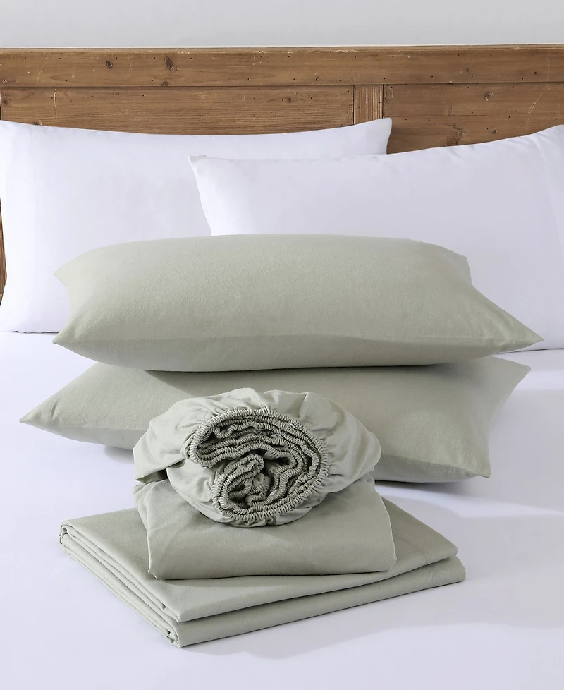 Eddie Bauer Solid 100% Cotton Flannel 4-Piece Sheet Set, Full