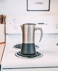 Grosche Milano Steel Stainless Steel Stovetop Espresso Maker Moka Pot 10 Espresso Cup Size 16.9 oz