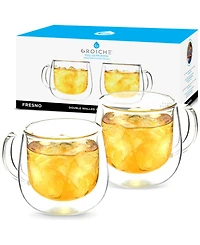 Grosche Fresno Double Walled Glass Cups, 9.2 fl oz Each, Set of 2