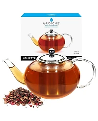 Grosche Joliette Hand Blown Glass Teapot with Stainless Steel Infuser, 42 fl oz Capacity